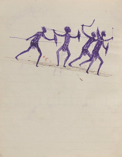 Kwat Kwat insanları - (Silahlı Aborijinler) Esas olarak Aborijinlerin ve Beyazların faaliyetlerini anlatan Sketchbook by Tommy McRae